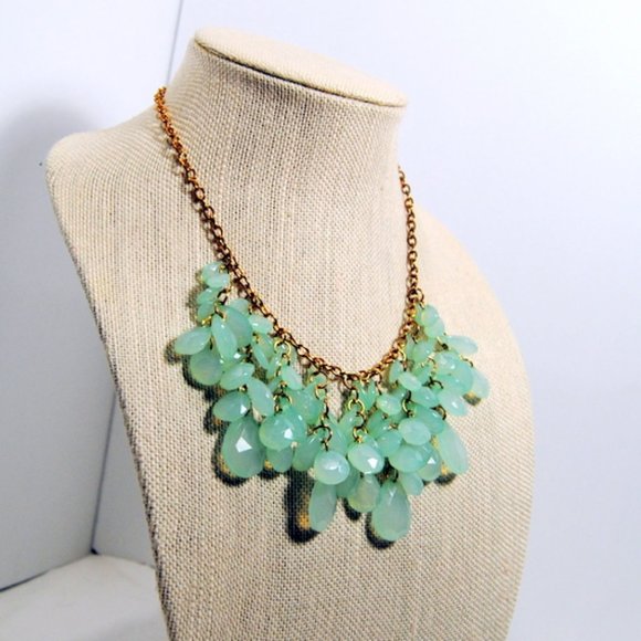 Statement Jewelry Necklace Blue Green Crystals - Picture 3 of 4
